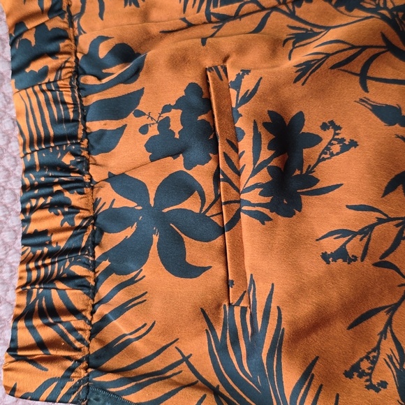 Future Collective Kahlana Barfield Brown Floral Black & Orange Women's Shorts - Picture 10 of 13